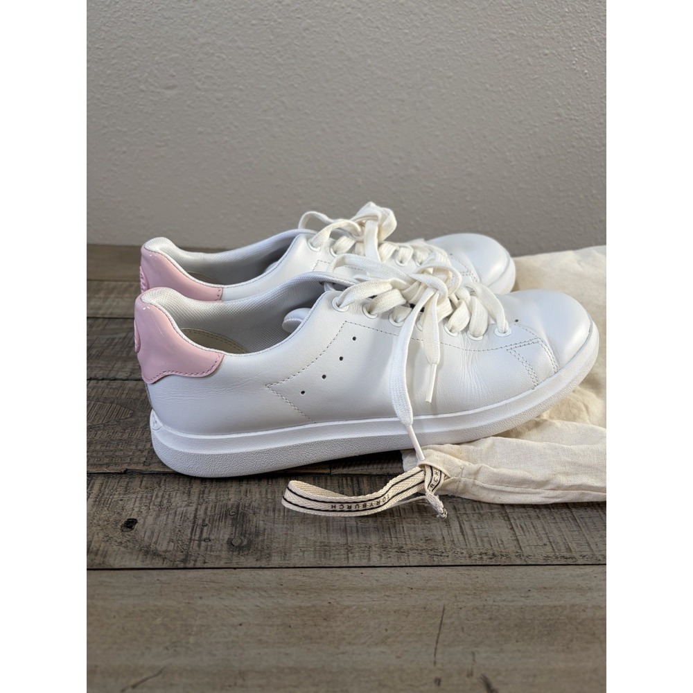 Tory Burch Howell Court Sneaker Leather Pink 7 Luxury preppy euro tennis